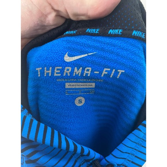 Men’s size small Nike therma-fit blue and black fleece lined hooded sweatshirt - Picture 6 of 7